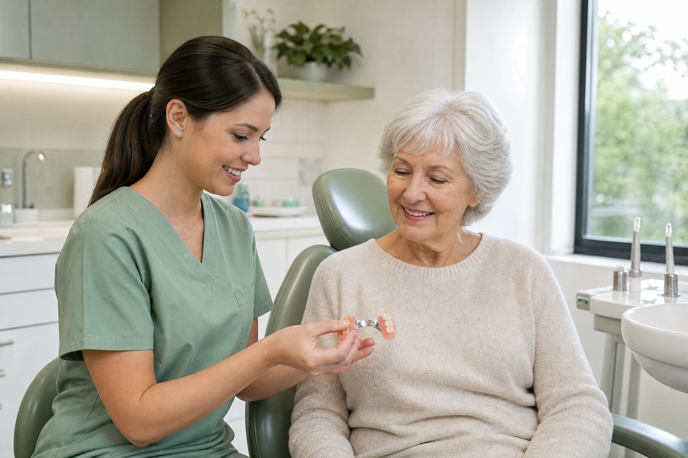 Partial denture fitting at Carmel Family Dental Indianapolis
